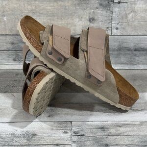 BIRKENSTOCK Uji Nubuck-Suede Leather Sandals in Taupe - Sz-9-9.5 .US / 40 .EU